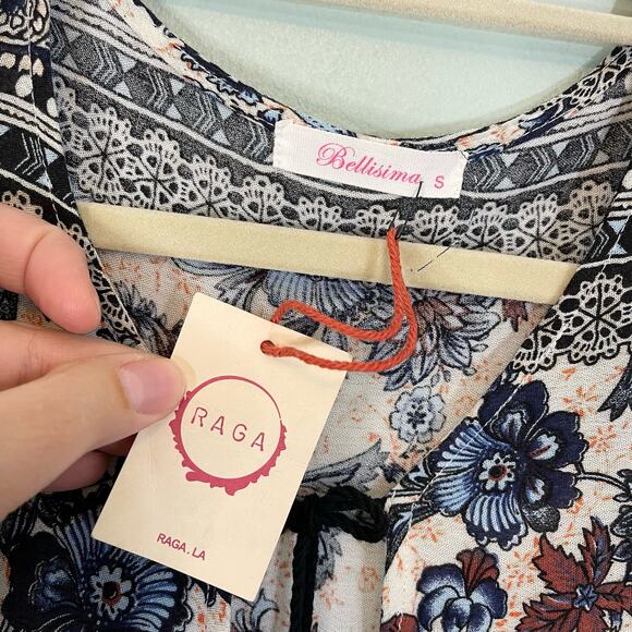 Kim Gravel Bellisima Boho Top Small Pink Floral Tassel Feminine Romantic NWT - Picture 6 of 10